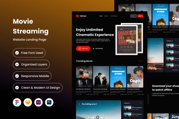 Download Vidmov - Movie Streaming Landing Page V2 - Page Collection